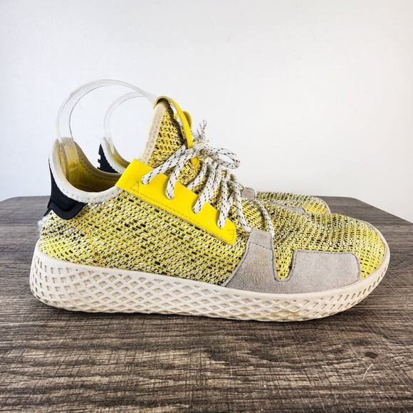 Adidas x Pharrell Williams Collab HuV2 Yellow Sneakers Size 8 Casual Athletic - Picture 3 of 7